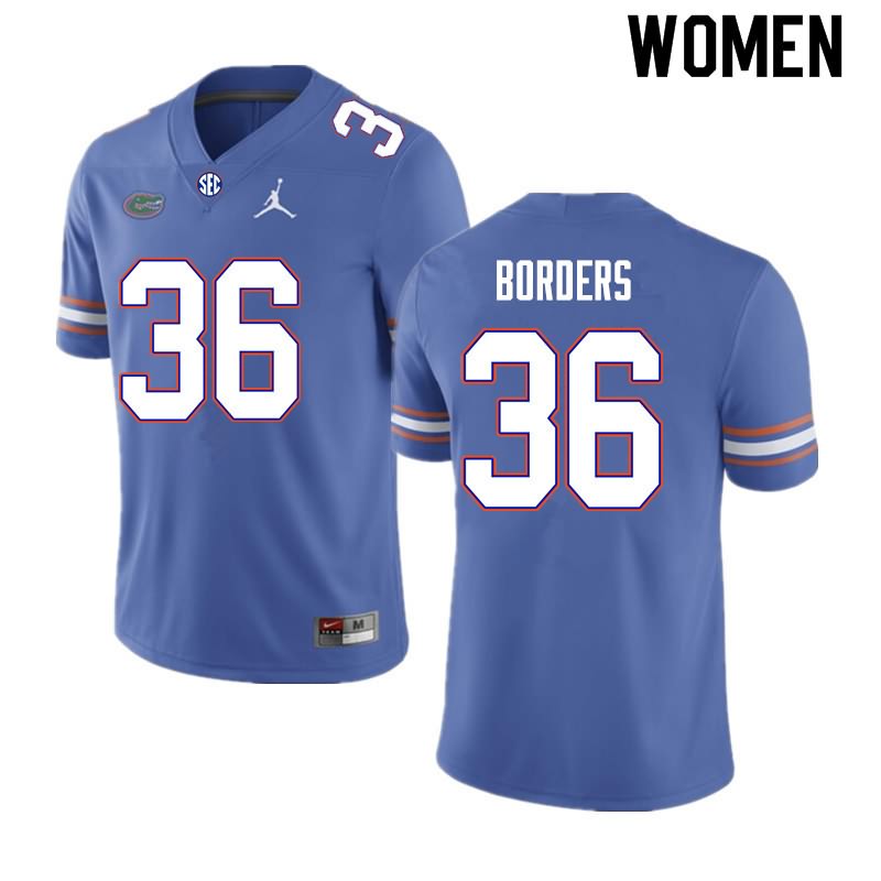 NCAA Florida Gators Chief Borders Women's #36 Nike Royal Stitched Authentic College Football Jersey JQP8264CN